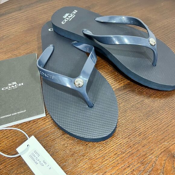 Coach Shoes - COACH ZAK flip flop navy colored nwt 7-8